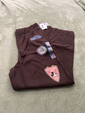 Disney Brown Micky Patch Jogger Pants